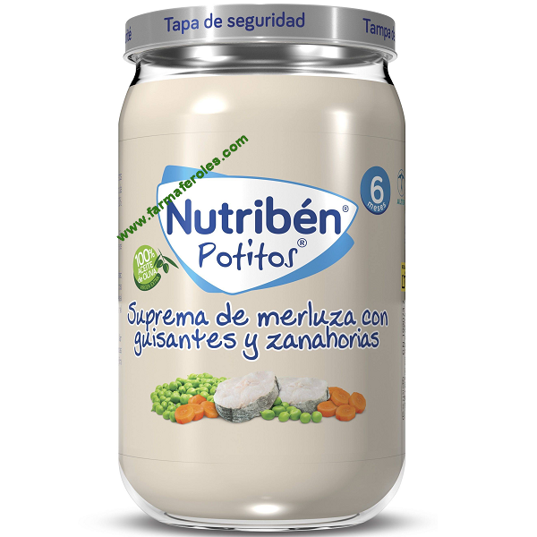 Nutribén Potito Suprema de Merluza con Guisantes y Zanahorias 235g