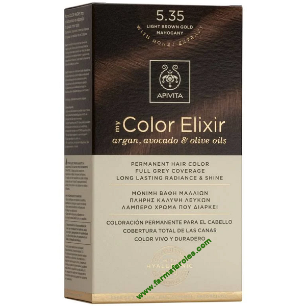 Apivita Tinte para Cabello 5.35 Castaño Claro Dorado Caoba