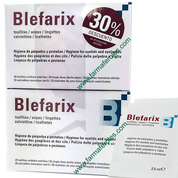 Blefarix Duplo 2x 20 Toallitas Limpieza Párpados y Pestañas