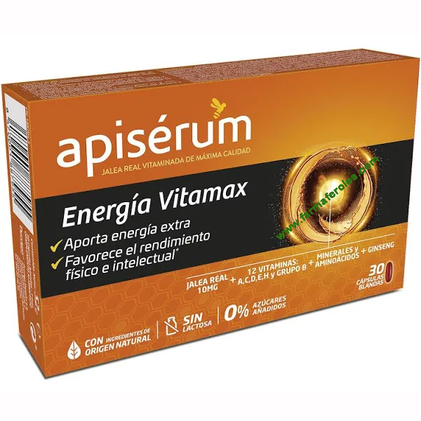 Apiserum Energía Vitamax Jalea Real con Ginseng + Vits + Min 30 cápsulas