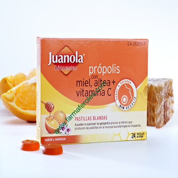 Juanola Pastillas Própolis con Altea y Vitamina C, sabor Naranja