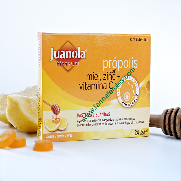 Juanola Pastillas Própolis con Vitamina C, sabor a Limón y Miel