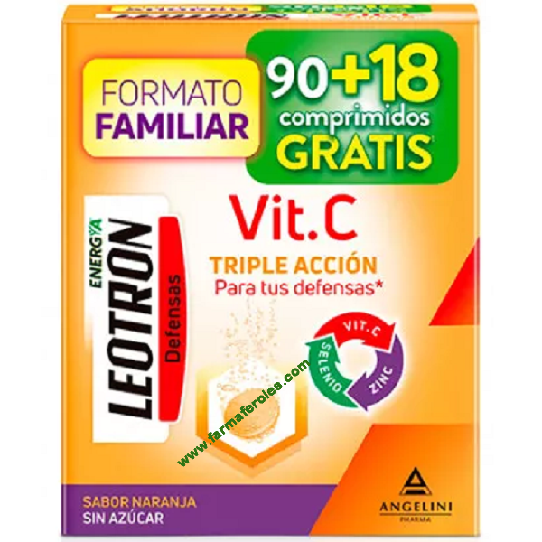 Leotron Vitamina C, con Zinc y Selenio 90+18 comprimidos efervescentes