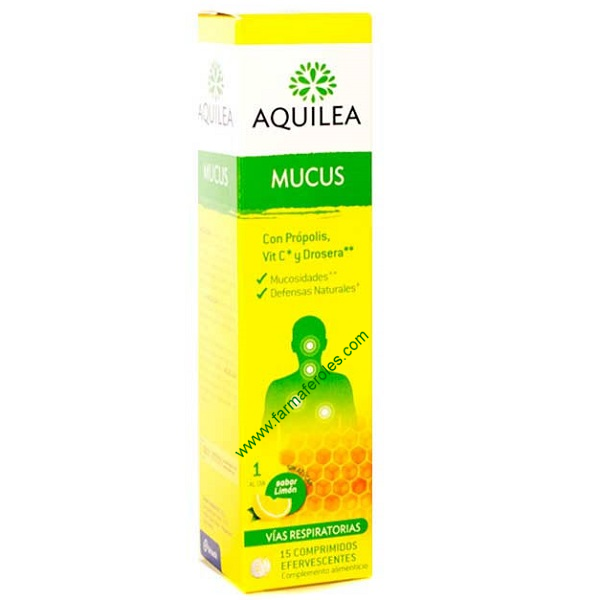 Aquilea Mucus 15 cp con Acetilcisteína, Própolis, Vitamina C y Drosera